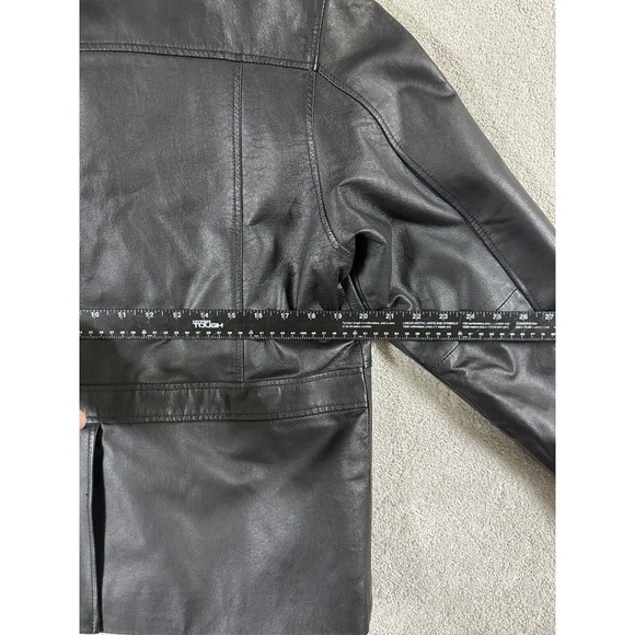 KC Collections Leather Jacket Womens M Black Collar Pockets Hook &‎ Loop Closure - Picture 8 of 10
